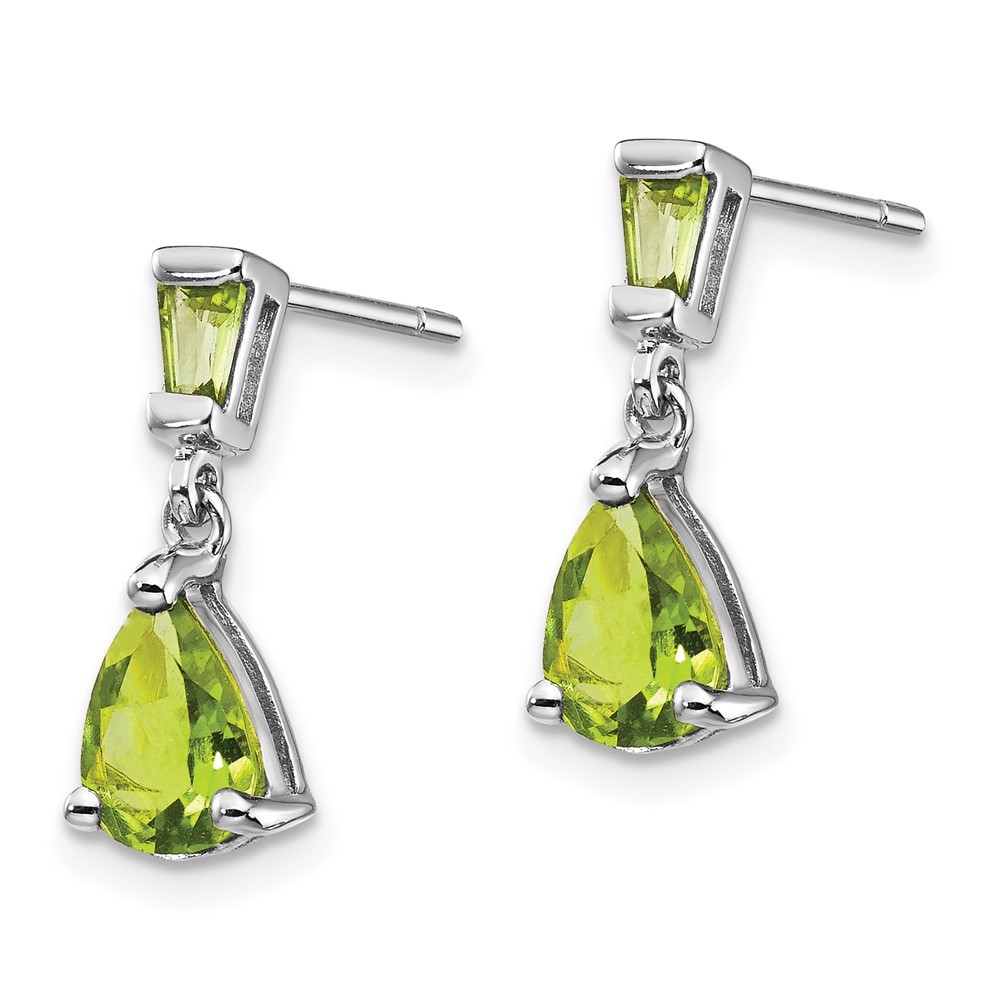 14k White Gold Peridot Dangle Post Earrings (XE1694PE)