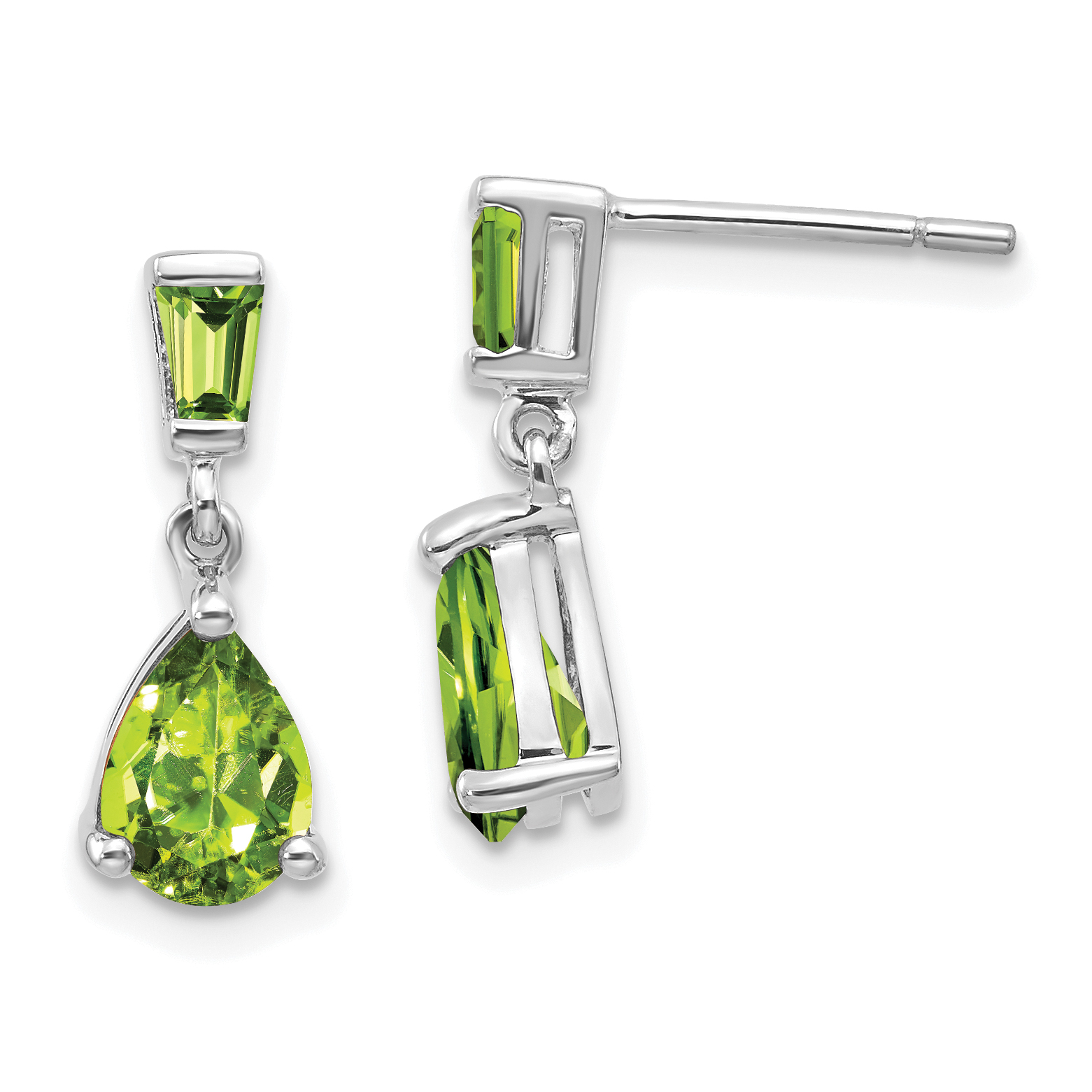14k White Gold Peridot Dangle Post Earrings (XE1694PE)