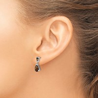 14K White Gold Pear Baguette Smoky Quartz Dangle Post Earrings view 3