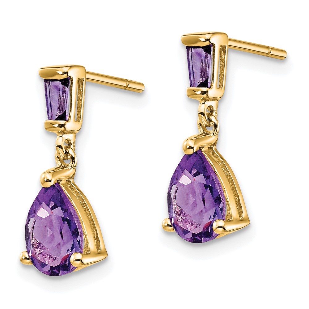 14k Gold Amethyst Dangle Post Earrings (XE1696AM)