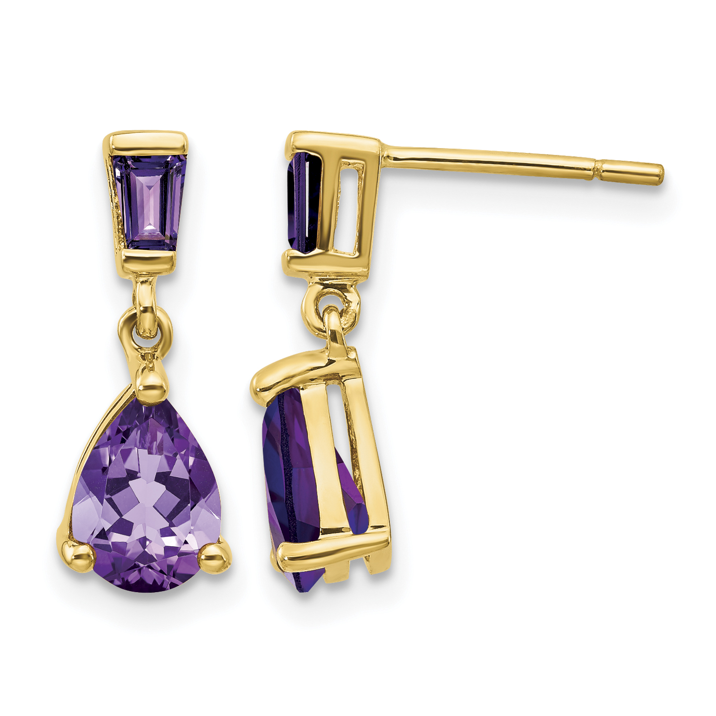 14k Gold Amethyst Dangle Post Earrings (XE1696AM)