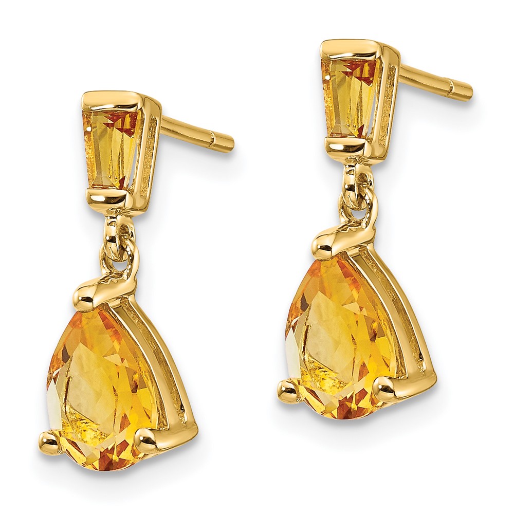 14k Gold Citrine Dangle Post Earrings (XE1698CI)