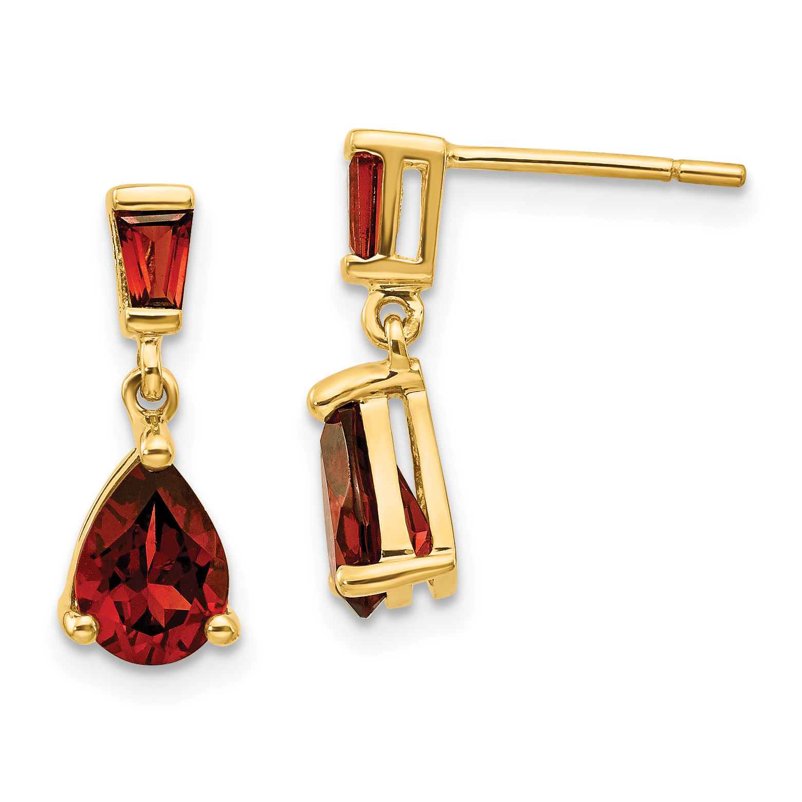 14k Gold Garnet Dangle Post Earrings (XE1699GA)