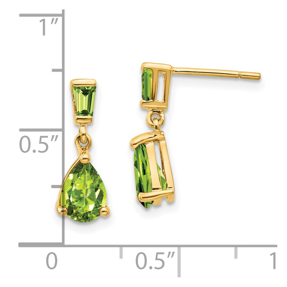 14k Gold Peridot Dangle Post Earrings (XE1700PE)