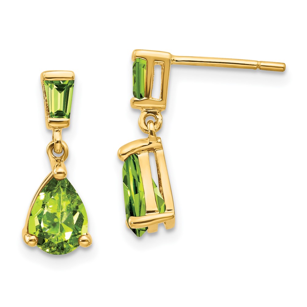 14k Gold Peridot Dangle Post Earrings (XE1700PE)