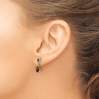14K Yellow Gold Pear Baguette Smoky Quartz Dangle Post Earrings view 3