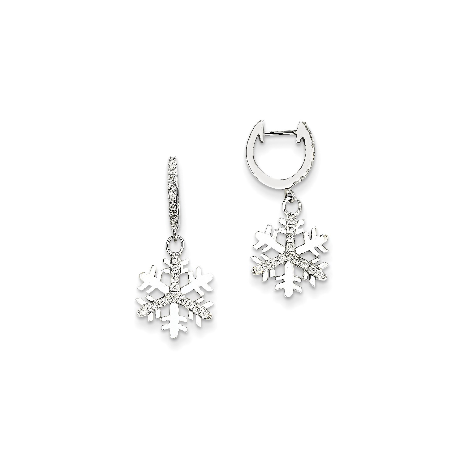 14k White Gold Diamond Small Snowflake Earrings Ct Wt 0 282ct 9 Image Is Loading 14k White Gold Diamond Small Snowflake Earrings Ct