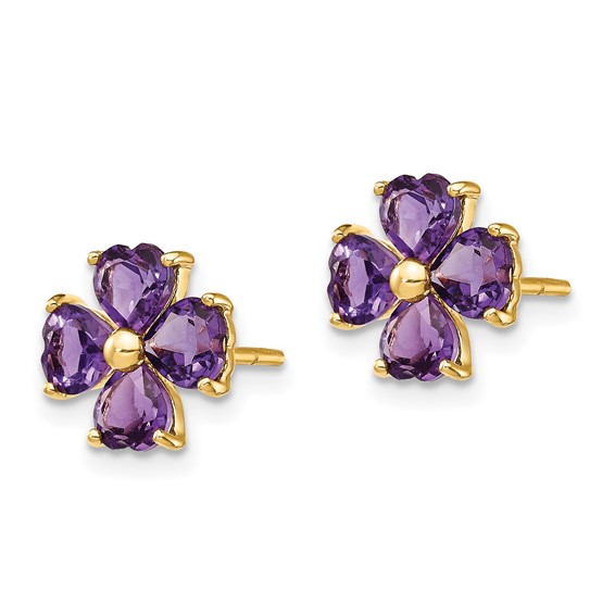 Gemstone Flower Post Earrings