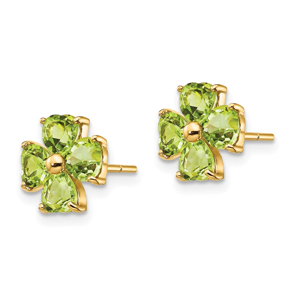 14k Heart-shaped Peridot Flower Post Earrings (XE1940PE)