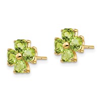 14K Yellow Gold Heart-shaped Peridot Flower Post Earrings view 2