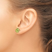 14K Yellow Gold Heart-shaped Peridot Flower Post Earrings view 3