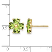 14K Yellow Gold Heart-shaped Peridot Flower Post Earrings view 4