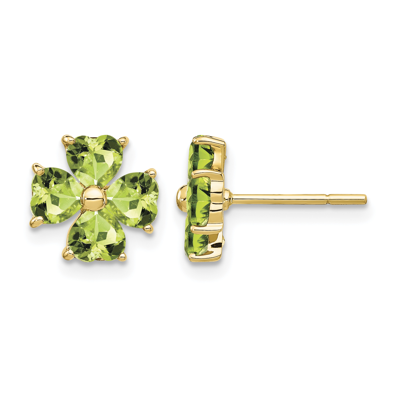 14k Heart-shaped Peridot Flower Post Earrings (XE1940PE)