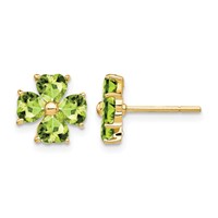 14K Yellow Gold Heart-shaped Peridot Flower Post Earrings view 1