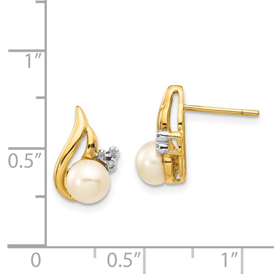 5-6mm FWC Pearl & Diamond Post Earrings         