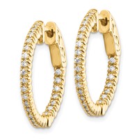 14K Yellow Gold 0.38 Carat Diamond Round in Out Hoop Earrings with Safety Clasp view 2