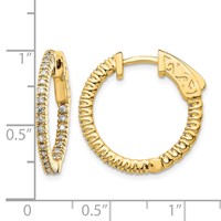 14K Yellow Gold 0.38 Carat Diamond Round in Out Hoop Earrings with Safety Clasp view 4
