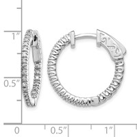 14K White Gold 0.38 Carat Diamond Round in Out Hoop Earrings with Safety Clasp view 3