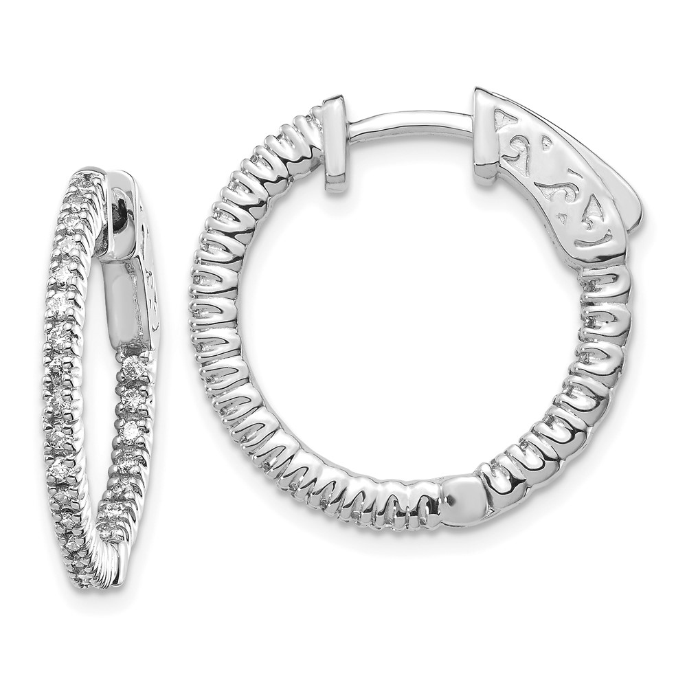 14kw Lab Grown Diamond SI+, H+, Round Hoop w/Safety Clasp Earrings