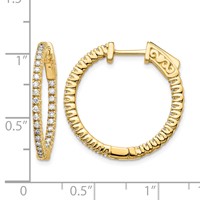 14K Yellow Gold 0.62 Carat Diamond Round in Out Hoop Earrings with Safety Clasp view 2