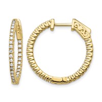 14K Yellow Gold 0.62 Carat Diamond Round in Out Hoop Earrings with Safety Clasp view 1