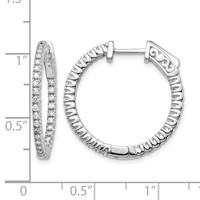 14K White Gold 0.62 Carat Diamond Round in Out Hoop Earrings with Safety Clasp view 2