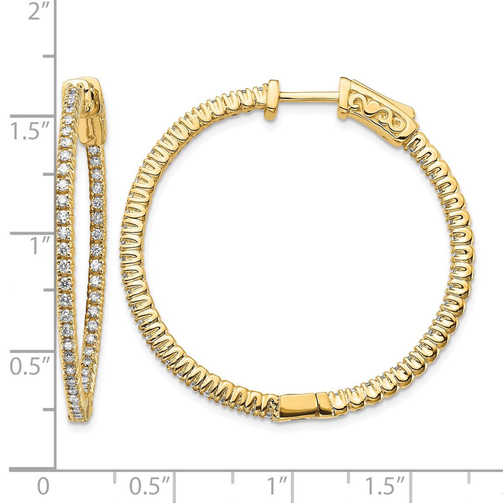 14k Diamond Round Hoop w/Safety Clasp Earrings (XE1985AA)