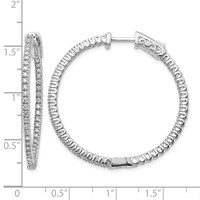 14K White Gold 0.75 Carat Diamond Round in Out Hoop Earrings with Safety Clasp view 2
