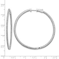 14K White Gold 1.25 Carat Lab Grown Diamond VS SI+ G+ Round in and Out Safety Clasp Hoop Earrings view 2