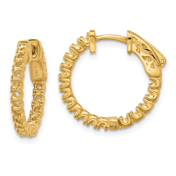 14k (Holds 34-1.9mm Round) In/Out Hoop w/Safety Clasp Earring Mountings