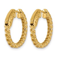 14K Yellow Gold 1 Carat Diamond Round in Out Hoop Earrings with Safety Clasp view 4