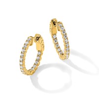 14K Yellow Gold 1 Carat Lab Grown Dia VS SI+ G+ Round in and Out Safety Clasp Hoop Earrings view 5