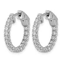 True Origin 14K White Gold 1 Carat Lab Grown Diamond VS+ F+ Complet in and Out Hoop Earrings view 2