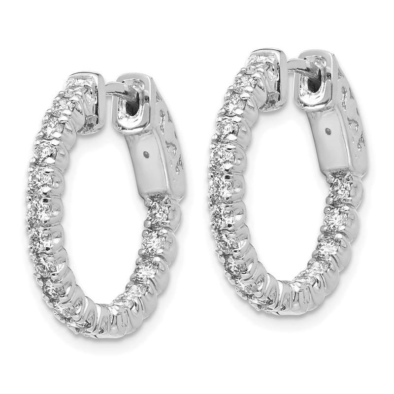 True Origin 14k White Gold 1 carat Lab Grown Diamond VS DEF Patented Safety Clasp In and Out Hoop Earrings