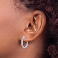 True Origin 14K White Gold 1 Carat Lab Grown Diamond VS+ F+ Complet in and Out Hoop Earrings view 5