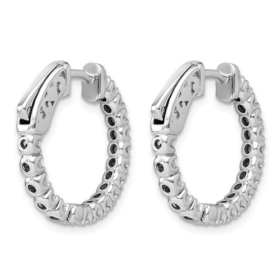 14k White Gold (Holds 34-1.9mm Round) In/Out Hoop w/Safety Clasp Earring Mountings