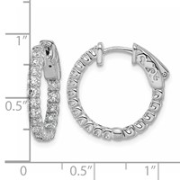 14K White Gold 1 Carat Lab Grown Dia VS SI+ G+ Round in and Out Safety Clasp Hoop Earrings view 5
