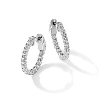 14K White Gold 1 Carat Lab Grown Dia VS SI+ G+ Round in and Out Safety Clasp Hoop Earrings view 4