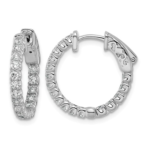 True Origin 14K White Gold 1 Carat Lab Grown Diamond VS+ F+ Complet in and Out Hoop Earrings