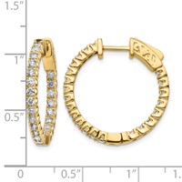 14K Yellow Gold 1.25 Carat Diamond Round in Out Hoop Earrings with Safety Clasp view 2