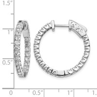 14K White Gold 1.25 Carat Diamond Round in Out Hoop Earrings with Safety Clasp view 2