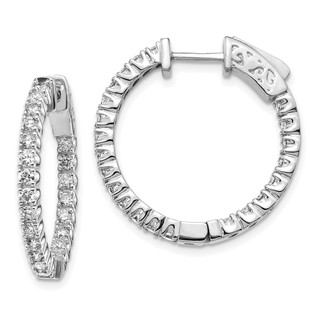 14k White Gold (Holds 44-1.9mm Round) In/Out Hoop w/Safety Clasp Earring Mountings