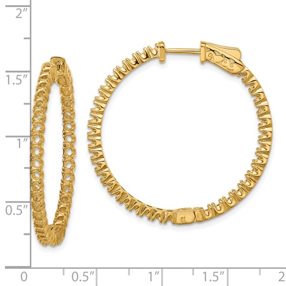 14k (Holds 70-1.9mm Round) In/Out Hoop w/Safety Clasp Earring Mountings