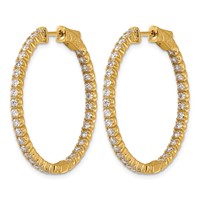 True Origin 14K Yellow Gold 2 Carat Lab Grown Diamond VS+ F+ Complet in and Out Hoop Earrings view 2