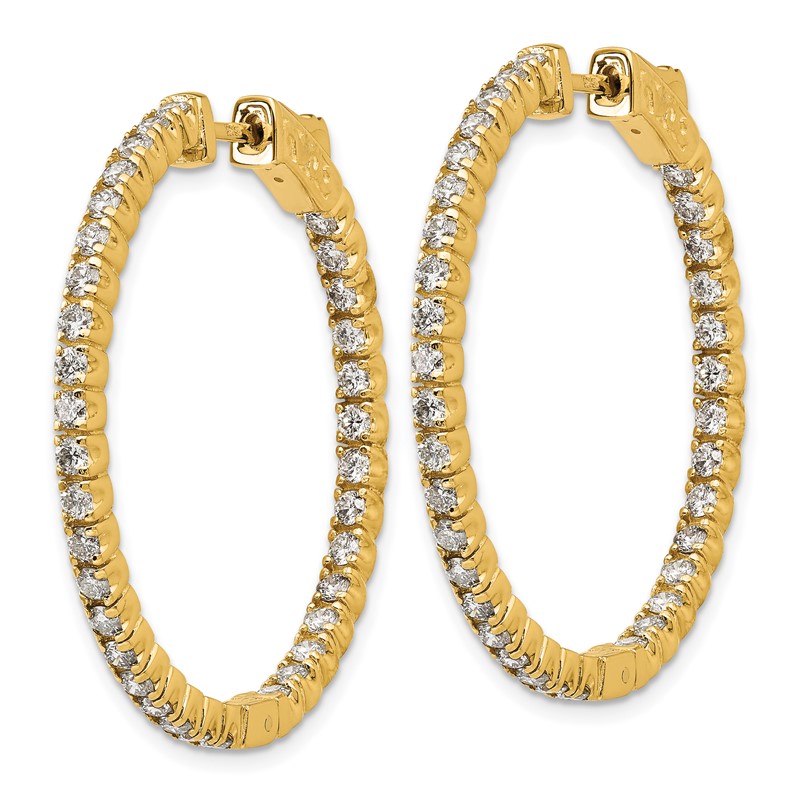 True Origin 14k 2 carat Lab Grown Diamond VS DEF Patented Safety Clasp In and Out Hoop Earrings