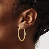 True Origin 14K Yellow Gold 2 Carat Lab Grown Diamond VS+ F+ Complet in and Out Hoop Earrings view 3