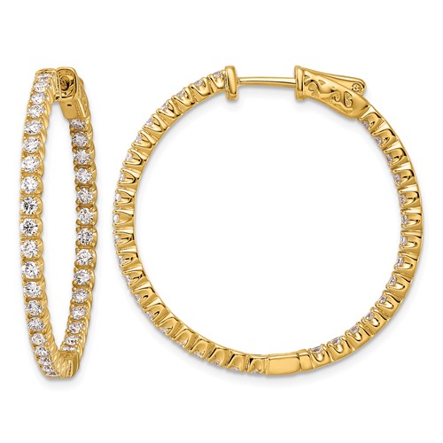True Origin 14K Yellow Gold 2 Carat Lab Grown Diamond VS+ F+ Complet in and Out Hoop Earrings