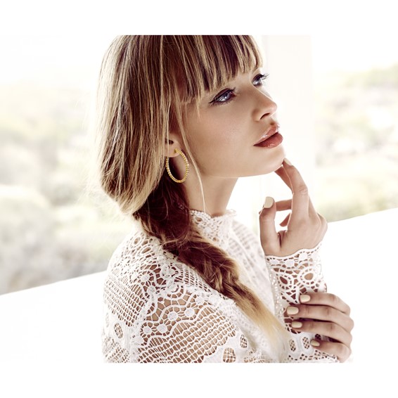 14k White Gold (Holds 70-1.9mm Round) In/Out Hoop w/Safety Clasp Earring Mountings