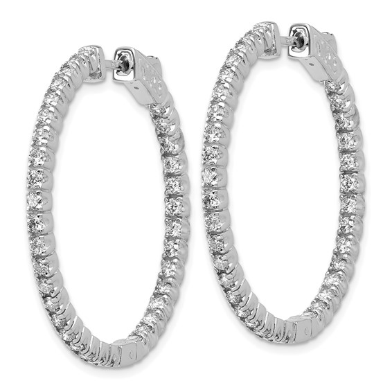 14k White Gold (Holds 70-1.9mm Round) In/Out Hoop w/Safety Clasp Earring Mountings