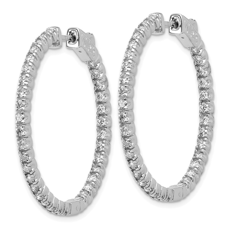 True Origin 14k White Gold 2 carat Lab Grown Diamond VS DEF Patented Safety Clasp In and Out Hoop Earrings